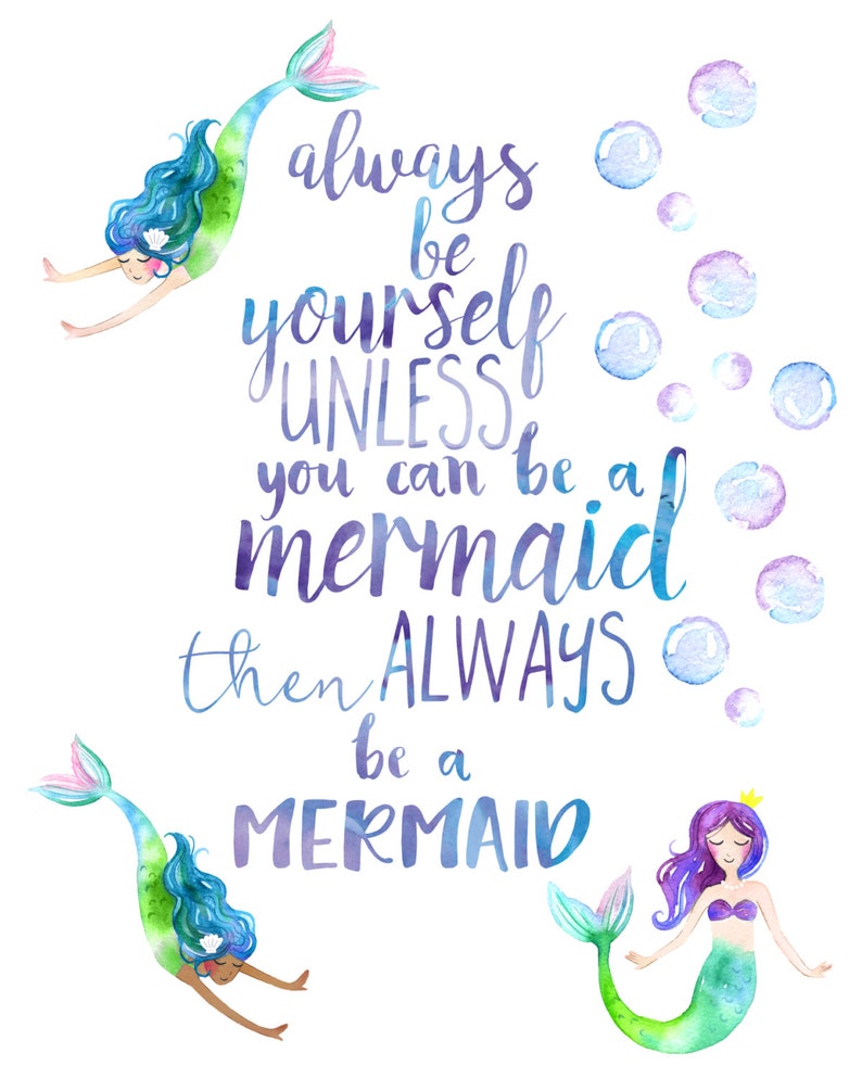 mermaid decor nursery wall art mermaid print quote girl