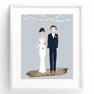 Custom Wedding Portrait, Bride and Groom Illustration, Custom Wedding Gift, Personalized Wedding Illustration, Drawing of Bride and Groom image 5