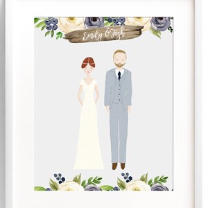 Personalized Wedding Portrait Custom Wedding Illustration Bride and Groom Custom Print Cartoon Wedding Party Wall Art Custom Wedding Gift