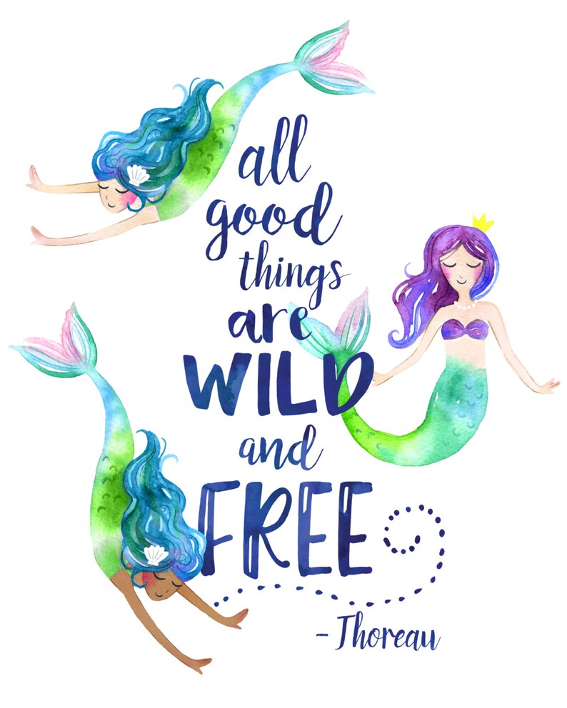mermaid decor nursery wall art mermaid print quote 8x10 etsy