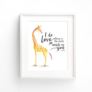 PRINTABLE Giraffe Nursery Wall Art Watercolor Giraffe Shakespeare Quote Print 8x10 11x14 12x16 Children's Room Decor INSTANT DOWNLOAD image 2