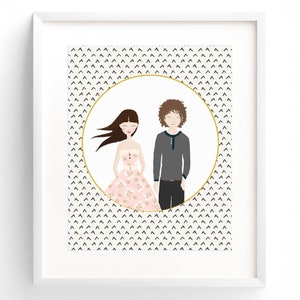 Personalized Family Portrait Couple Portrait Custom Engagement Gift Wedding Portrait Custom Family Illustration Cartoon Wedding Gift image 2