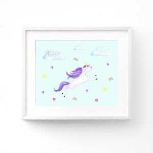 Unicorn Print Unicorn Decor Unicorn Baby Shower Unicorn Wall Art Watercolor Unicorn Girl Room Decor Baby Girl Nursery Print Wall Decor