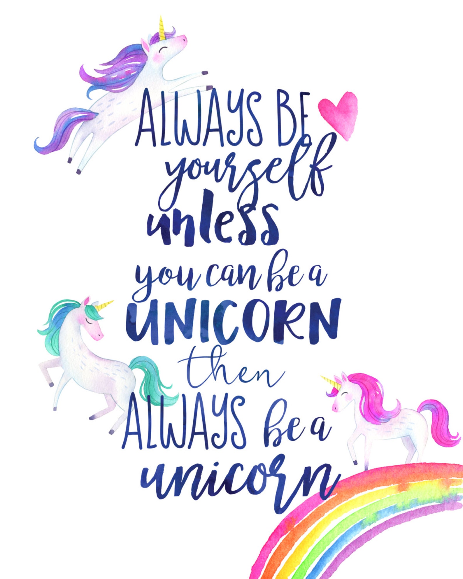 unicorn decor nursery wall art unicorn print quote 8x10 etsy