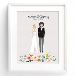 Personalized Wedding Portrait Custom Wedding Illustration Bride and Groom Custom Print Cartoon Wedding Party Wall Art Custom Wedding Gift