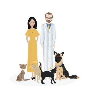 Family Portrait Illustration Custom Family Portrait Drawing Personalized Family Name Print Custom Family Cartoon Housewarming Gift Wedding image 8