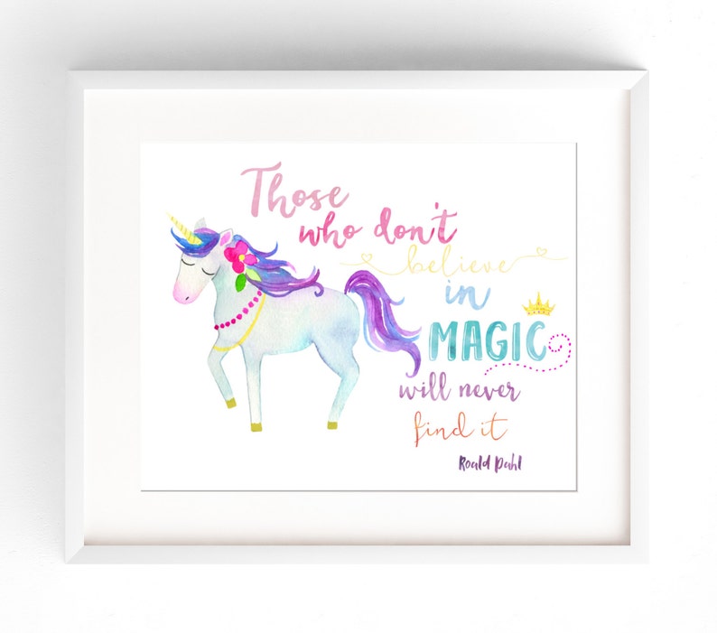 Unicorn Nursery Decor Watercolour Wall Art Rainbow Print | Etsy
