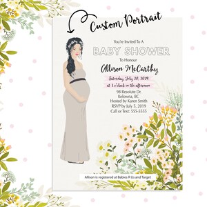 Baby Shower Invitation, Custom Portrait Invite, Printable Invitations, Printable Baby Shower Invitation, Digital File Baby Shower Invite