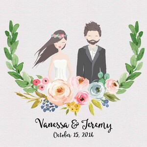 Custom Wedding Portrait, Bride and Groom Illustration, Custom Wedding Gift, Personalized Wedding Illustration, Drawing of Bride and Groom