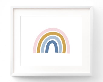 Rainbow Art Print, Rainbow Nursery Art, Rainbow Wall Art, Watercolor Rainbow, Pink and Mint Nursery, Pink and Navy Nursery, Rainbow Baby