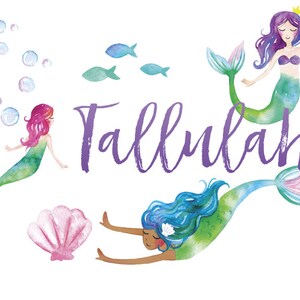 Custom Name Mermaid Nursery Wall Art Print - Baby Name Wall Decor 8x10 11x14 12x16