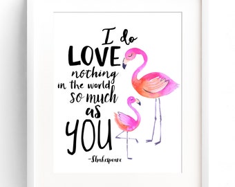 Flamingo Decor, Flamingo Nursery Decor, Flamingo Room Decor, Flamingo Quotes, Flamingo Printables, Shakespeare Quote, Flamingo Nursery Art
