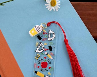 Lesezeichen* Acryl Lesezeichen mit Quasten | Blumen, Bücherwurm, Zitate Designs