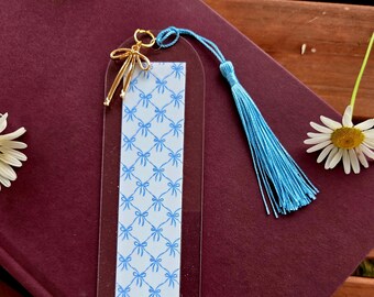 Schleifen* Acryl Lesezeichen mit Quasten | Blumen, Bücherwurm, Zitate Designs