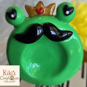 Frog King: Worry Stone Fidget Toy Kawaii Pocket Pal Anxiety Stress Relief Handmade Clay Collectable