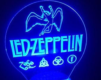 led laser cut lamp,LED Zeppelin,desk lamps,laser cut graphics,led lights,nightlights,room decor,music lights