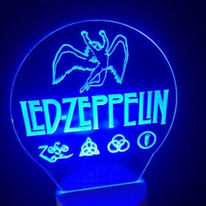 led laser cut lamp,LED Zeppelin,desk lamps,laser cut graphics,led lights,nightlights,room decor,music lights