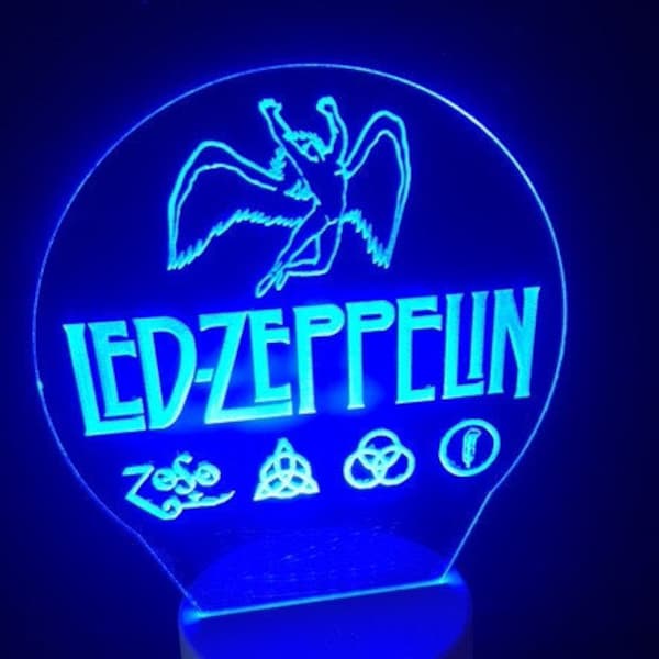 led laser cut lamp,LED Zeppelin,desk lamps,laser cut graphics,led lights,nightlights,room decor,music lights