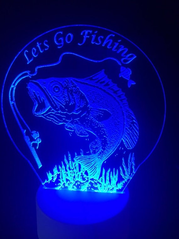 Led Laser Cut Lamp,bass Fishing,fishing Light,man Cave,gone Fishing,laser  Cut Graphics,led Lights,nightlights,room Decor,laser Lamp 