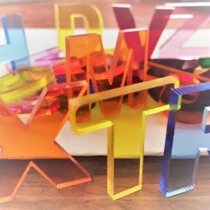 ACRYLIC LETTERS, one inch letters,snapback,laser cut letters,initial letters,transparent letters,rainbow letters,glitter letters