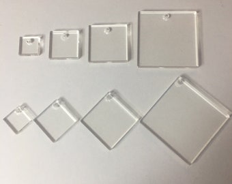 clear squares, squares. acrylic blanks, diamond shapes, laser cut squares, key chain squares. earring squares, ,geometric shapes