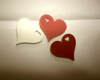 10 x Heart charms heart cabochons laser cut charms acrylic charms heart embellishments cupcake toppers