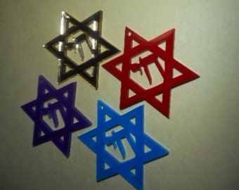 star charms, Israel, laser cut charms, Star of David,chai star, jewish star,chai necklace,Life symbol