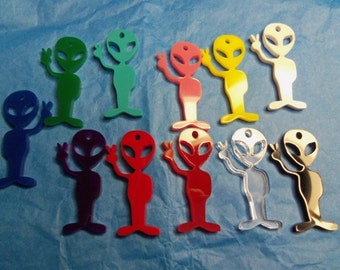 alien charms, laser cut, alien key ring , peace charms, alien pendants, cupcake toppers ,new age pendants charms embellishments