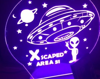 led laser cut lamp,Alien light.aliens,area 51,,science gifts,desk lamps,laser cut graphics,led lights,nightlights,room decor.space ships