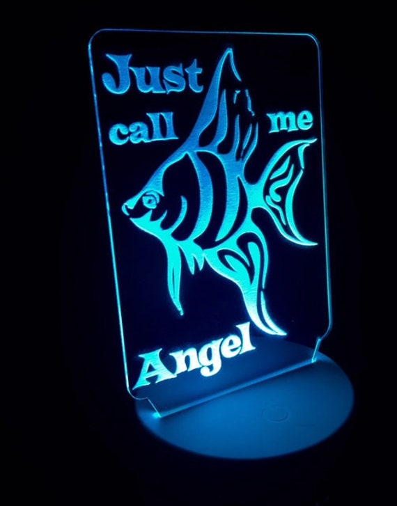 Led Laser Cut Lamp, Angel Fish Light, Fishing Light, Man Cave, Led Lights,  Nightlights, Room Decor, Laser Lamp 