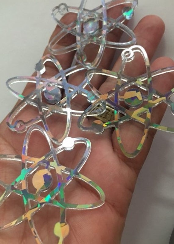 Atom charms science charms science ornaments.HOLOGRAPHIC Etsy