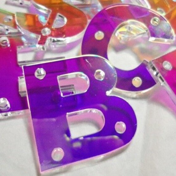 snapback lettersholographiclaser cut lettersinitial Etsy