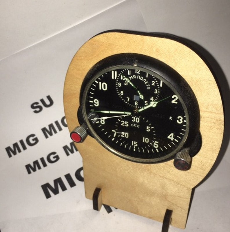 Aircraft clock stand,su mig clock CLOCK STAND for vintage military clocks-laser cut image 9