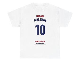 England Soccer Shirt 2026 Custom Name and Number, Personalized England Fan Tee, Soccer Gift for Him, Mundial 2026