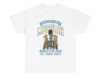 Argentina Soccer Shirt 2026, Messiah Messi Vintage Tee, Messi 10 GOAT Fan Gift, Mundial 2026 Tee