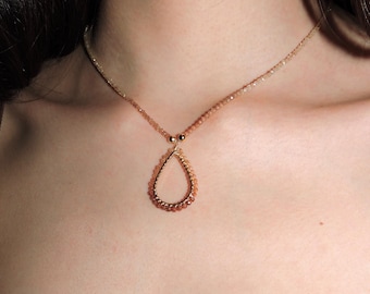 Teardrop Necklace, Faceted Sand Stone Pendant, Handmade Jewelry, Gift for Her