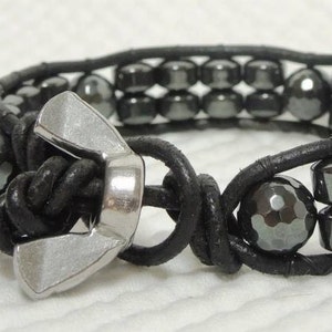 Mega Hematite Men&#39;s wrap bracelet