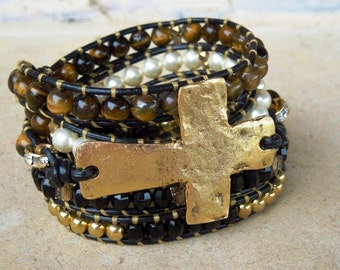 Faith Tiger Eye Wrap Bracelet/Belt