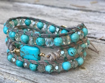 Jill's Happy Hemp Turquoise bracelet