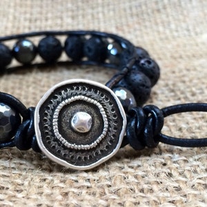 Lava Hematite Mens bracelet