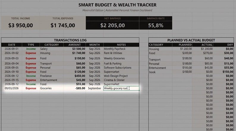 Tracker Table Layout Automated Budget Tracker Google Sheets Template, Smart Wealth Manager ...