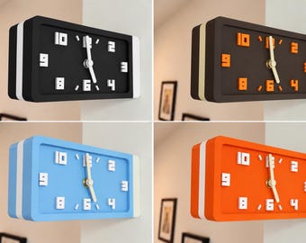 Horloge murale double face sur le thème du chemin de fer | Horloge rétro moderne du milieu du siècle