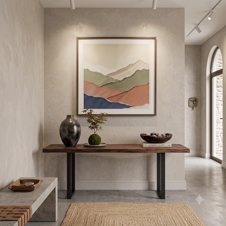 Minimalist colour field landscape print featuring soft layered tones and an abstract horizon for calm modern wall decor.
