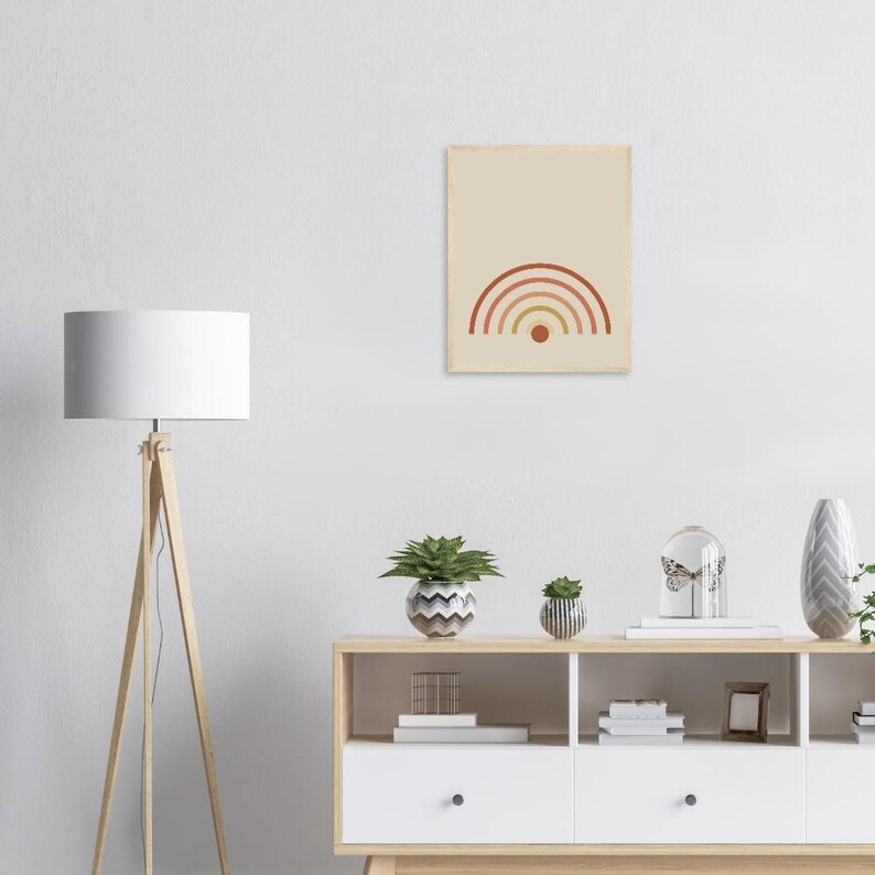 Rising Sun — Boho Arch Japandi Framed Print, Minimalist Neutral | Calm & Oak image 5