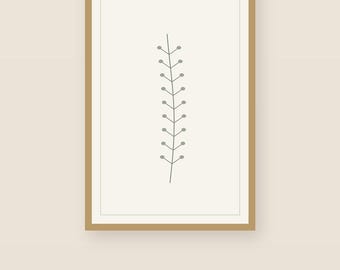 Single Stem — Japandi Printable Wall Art, Digital Download | Calm & Oak