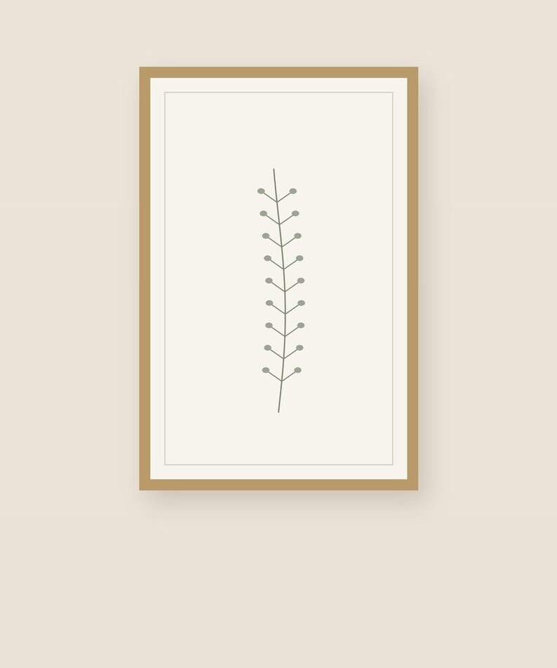 Single Stem — Japandi Printable Wall Art, Digital Download | Calm & Oak image 1