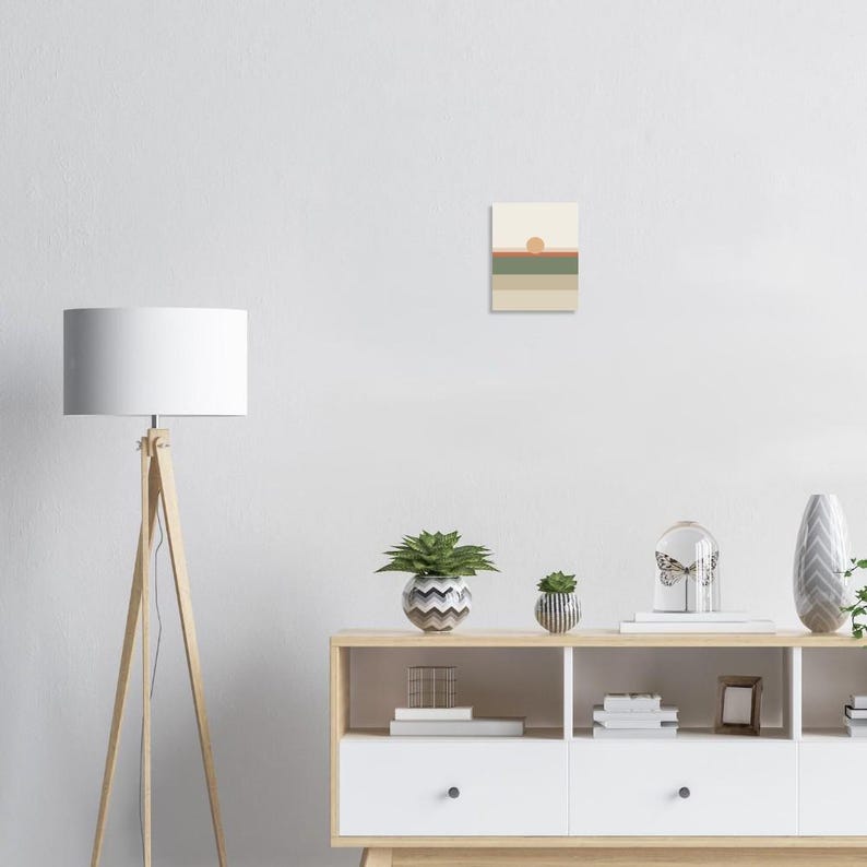 Impresión de paisaje de campo de color, arte mural minimalista Japandi, decoración en tonos tierra neutros, horizonte tonal / Calma y roble imagen 6
