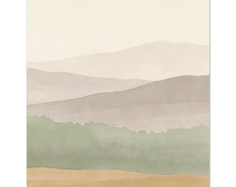 Color Field Landscape Print, Earth Tone Bands Wall Art, Japandi Abstract Horizon, Neutral Palette | Layers by Calm & Oak