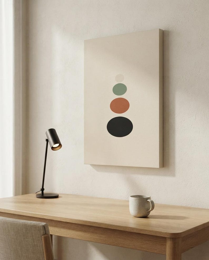 Balance — Stacked Stones Japandi Canvas Print, Minimalist Neutral | Calm & Oak image 4