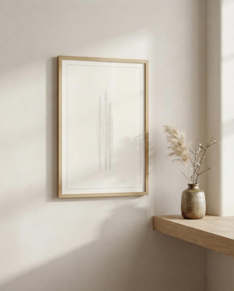 Pampas — Dried Grass Japandi Framed Print, Minimalist Neutral | Calm & Oak Bild 1